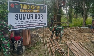 Hari Pertama Pasca Pembukaan TMMD Ke 129 Kodim 0313/KPR Giat Pembuatan Sumur Bor DI Pangkalan Terap