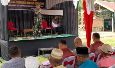 Perkokoh Karakter Bangsa, Satgas TMMD Ke-129 Kodim 0313/KPR Gelar Penyuluhan Wawasan Kebangsaan di Desa Pangkalan Terap