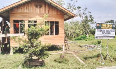 Satgas TMMD Ke-129 Kodim 0313/KPR Capai 65 Persen, Pembangunan RTLH Bapak Dedi di Desa Pangkalan Terap Kian Dekati Selesai